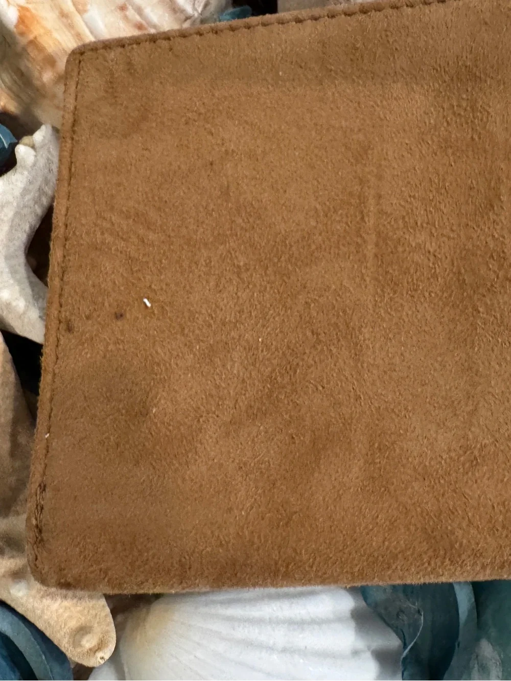 Orvis Brown Suede Card & Key Holder  has a small ink mark